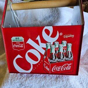Coca Cola Utensil Holder with Wooden Handle